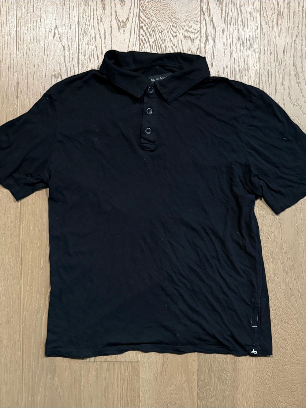 Rag & Bone Black Lightweight Cotton Jersey Polo